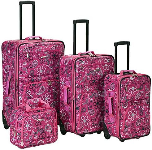 Pink bandana softside 4 piece luggage set
