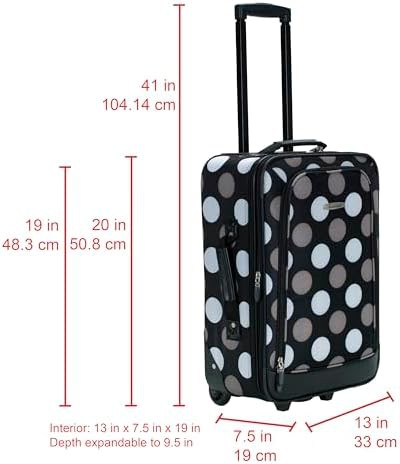 Black polka dot softside 2 piece luggage set — photo 3