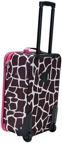 Pink giraffe print softside 2 piece set — photo 4