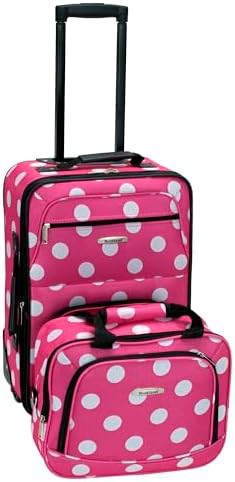 Pink dot softside 2 piece luggage set