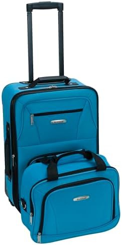 Turquoise softside 2 piece upright luggage set