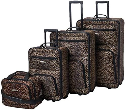 Leopard print softside 4 piece luggage set