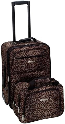 Leopard print softside 2 piece luggage set