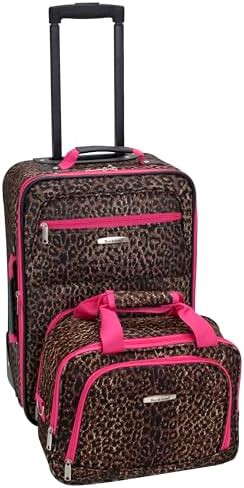 Pink leopard print softside 2 piece set
