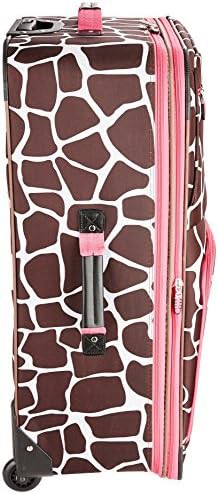 Pink giraffe softside 3 piece luggage set — photo 3