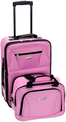 Pink solid softside 2 piece luggage set