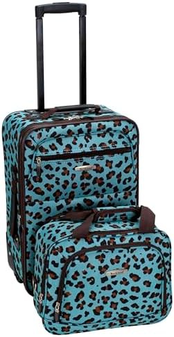 Blue leopard print softside 2 piece set