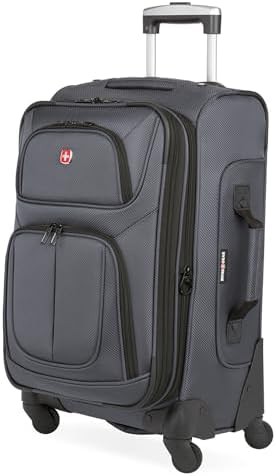 Dark grey softside expandable spinner suitcase