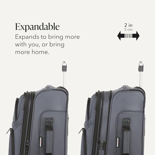 Dark grey softside expandable spinner suitcase — photo 4