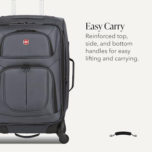 Dark grey softside expandable spinner suitcase — photo 5