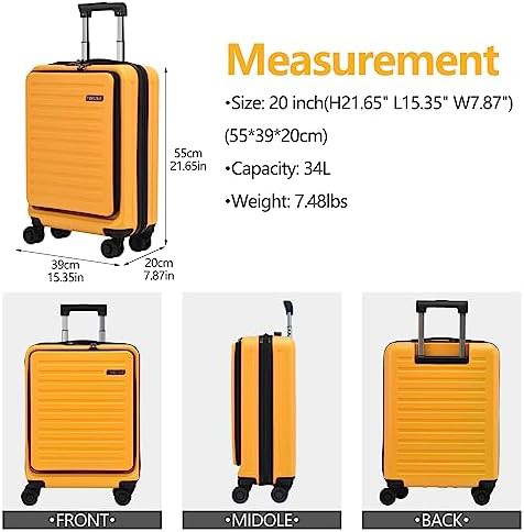 Orange hardshell TSA lock 20 inch suitcase — photo 4