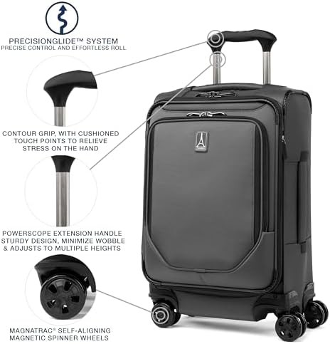 Grey 20 inch softside carry-on spinner — photo 4