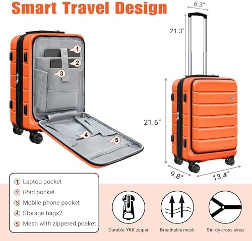 Orange hardside expandable 20 inch suitcase — photo 4