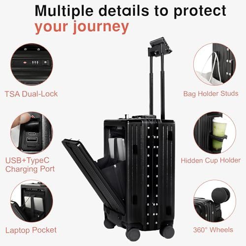 Black top opening zipperless 20 inch suitcase — photo 4