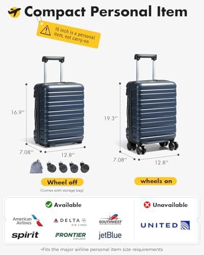 Blue 16 in underseat spinner carry on luggage — photo 3