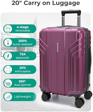 Purplish red expandable 22 inch luggage — photo 3