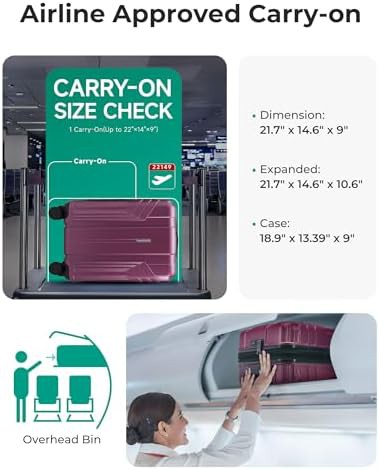Purplish red expandable 22 inch luggage — photo 4