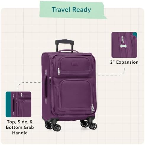 Purple lightweight softside rolling carry on — photo 4
