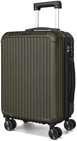 Dark green hardside carry on suitcase