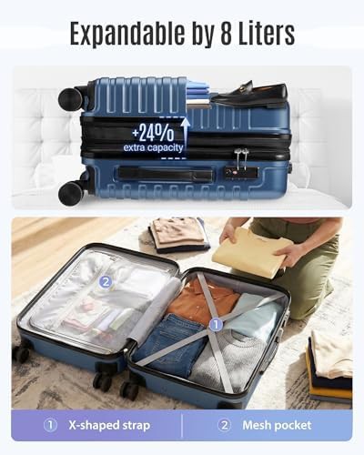 Blue expandable spinner travel luggage — photo 4
