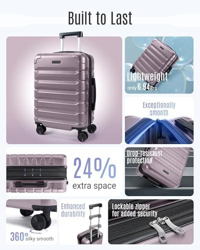 Rose purple spinner travel suitcase — photo 3