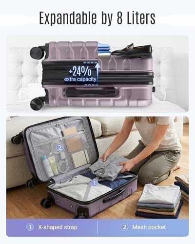 Rose purple spinner travel suitcase — photo 4