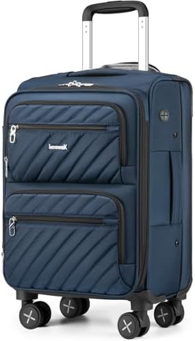 Blue softside expandable 20 inch suitcase
