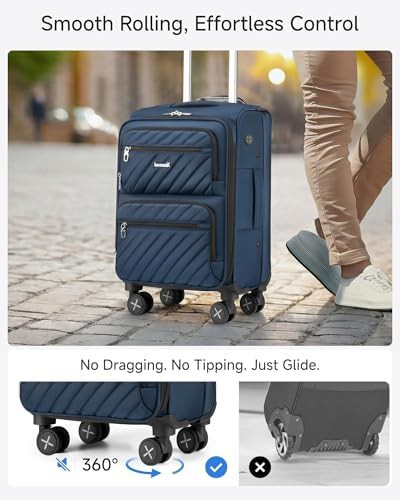 Blue softside expandable 20 inch suitcase — photo 3