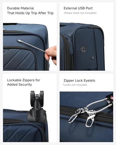 Blue softside expandable 20 inch suitcase — photo 5