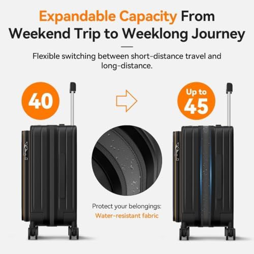 Expandable front pocket 20 inch luggage — photo 4